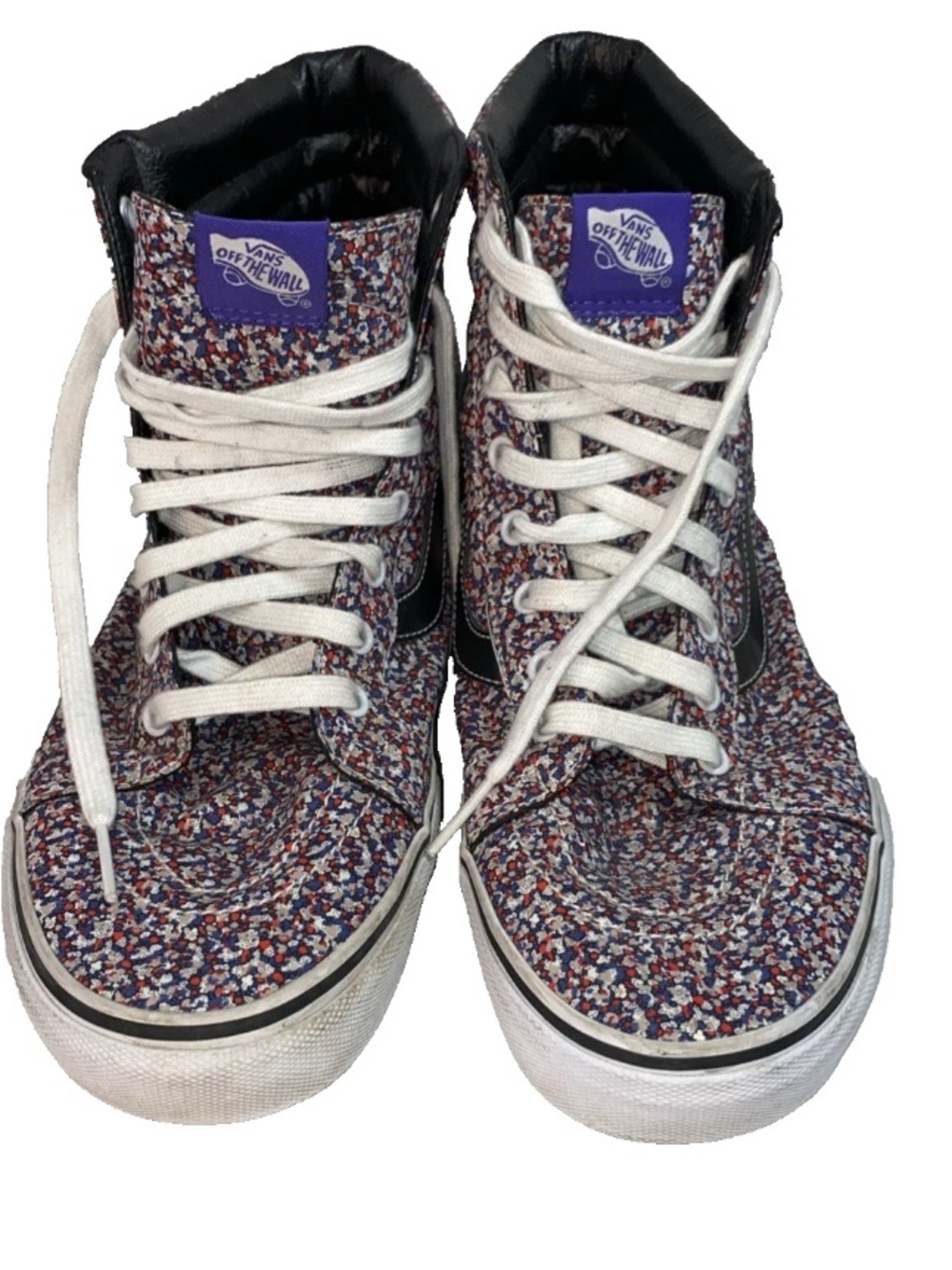 GOOD- Size 13 Men’s Vans Floral Print High Top Sneakers Leather Lining